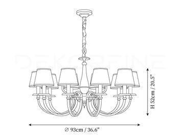 Pleated Brass Chandelier — Dimension drawings 4