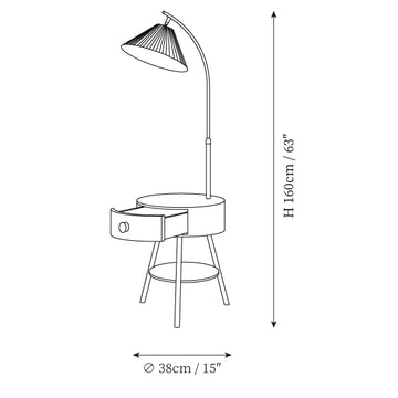 Pleated Fabric Drawer Floor Lamp — Dimension drawings 1