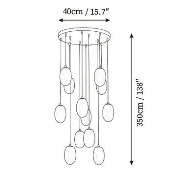 Lampadario Pod in alabastro con composizione mista — Disegni dimensionali 2