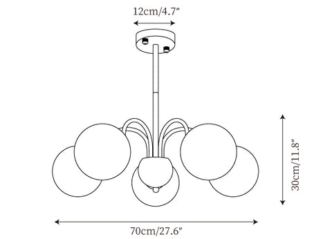 5 Teste ∅ 27,6″ x H 11,8″ / Dia 70cm x H 30cm