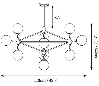 10 Heads: ∅ 43.3″ x H 23.6″