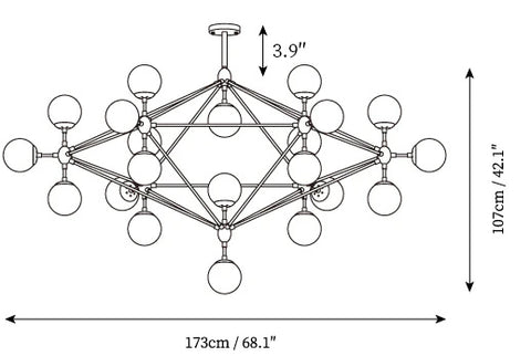 21 Heads: ∅ 68.1″ x H 42.1″