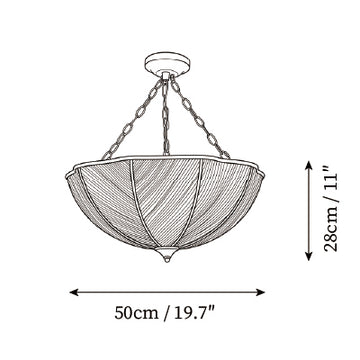 Preston Pleated Pendant Light — Dimension drawings 2