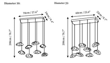 Random 73 Glass Pendant Light — Dimension drawings 4