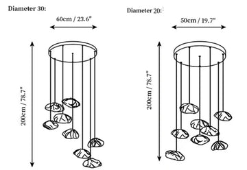 Random 73 Glass Pendant Light — Dimension drawings 3