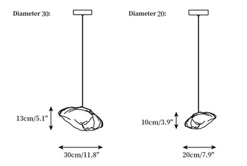 Random 73 Glass Pendant Light — Dimension drawings 1