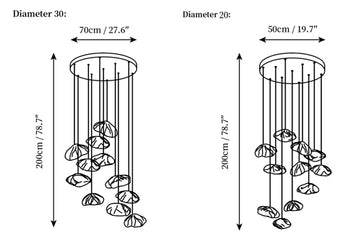 Random 73 Glass Pendant Light — Dimension drawings 5