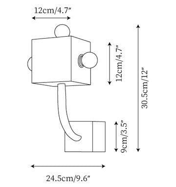 Red Cube Wall Lamp — Dimension drawings 1