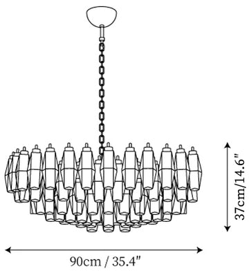 Rhombus Murano Kroonluchter — Dimensioentekeningen 1