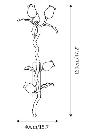 كريستال Tulip Branch من النحاس المطروق — رسومات الأبعاد 1