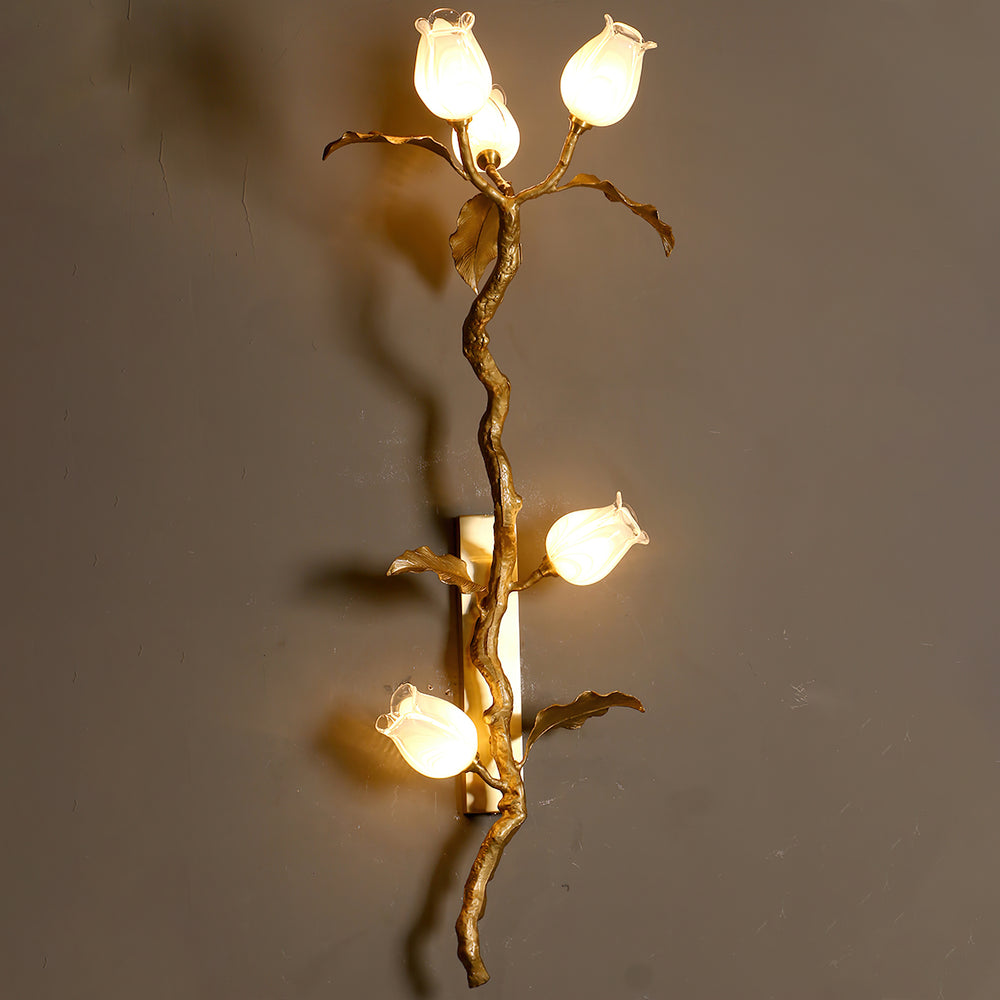 Tulip Branch Brass Sconce – detail 2