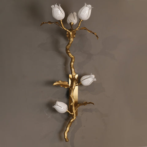 Tulip Branch Brass Sconce – detail 13