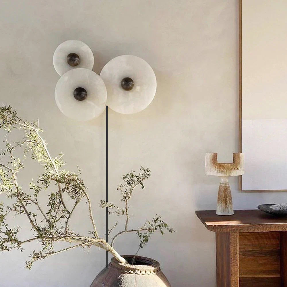 Round Alabaster Combination Plug In Wall Lamp – detail 2
