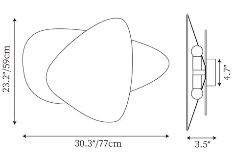 Dia 77cm x H 59cm / ∅ 30.3″ x H 23.2″