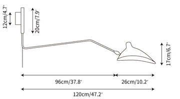 Multi Arm Spider Plug In Wall Lamp — Dimension drawings 3