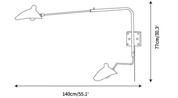 Multi Arm Spider Plug In Wall Lamp — Dimension drawings 4