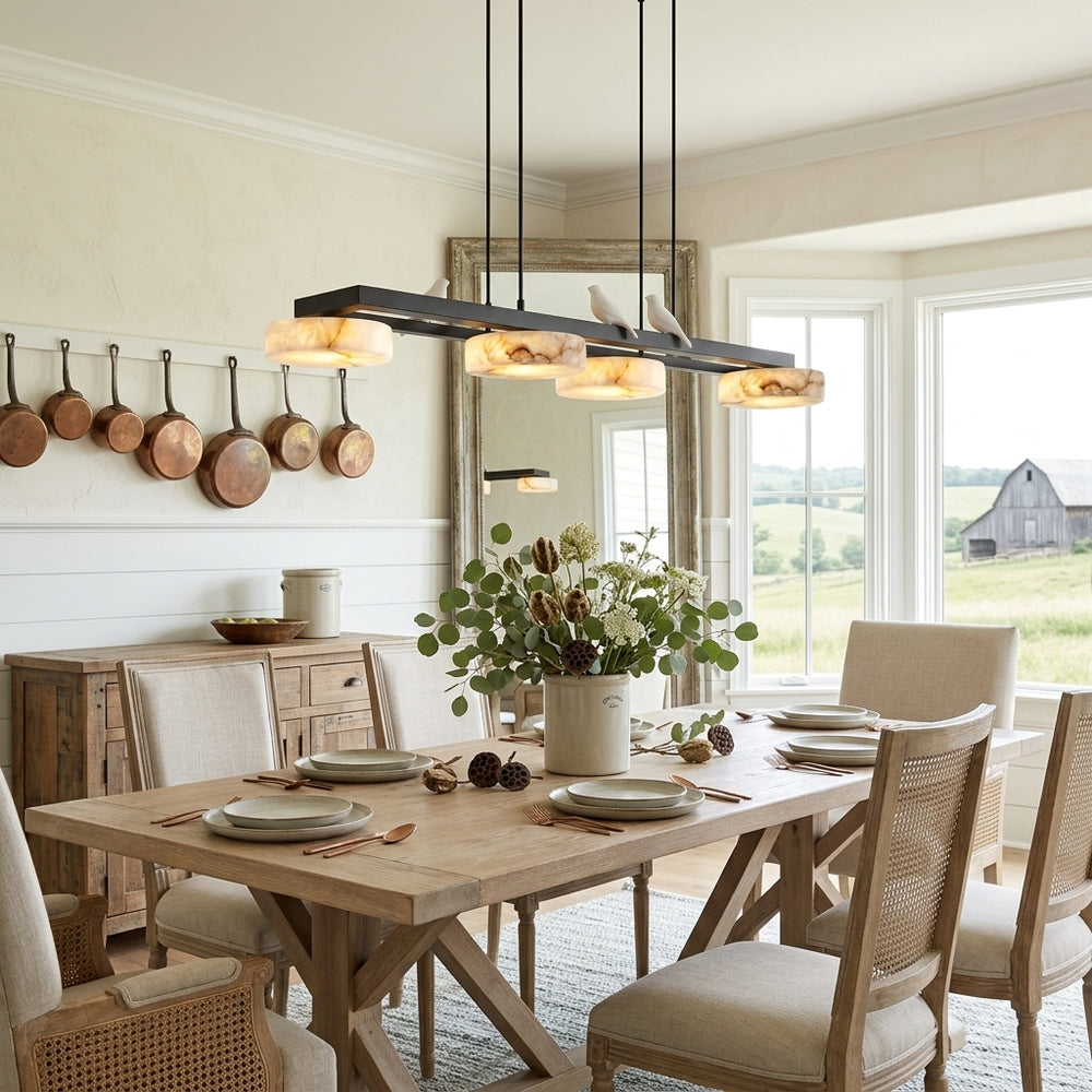 Sienna Bird Alabaster Long Chandelier – detail 2