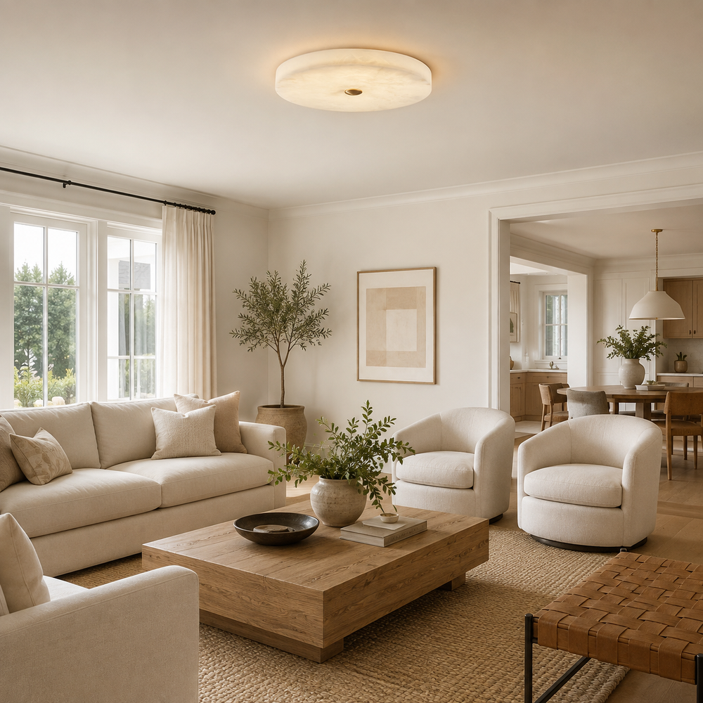 Solstice Alabaster Flush Mount Ceiling Light – detail 2