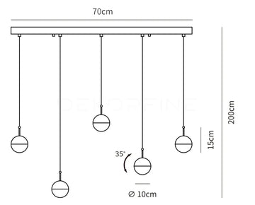 Stylish Ball Chandelier — Dimensioentekeningen 3