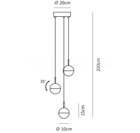 3 Heads ∅ 7.9″ X H 78.7″ / Dia 20cm X H 200cm
