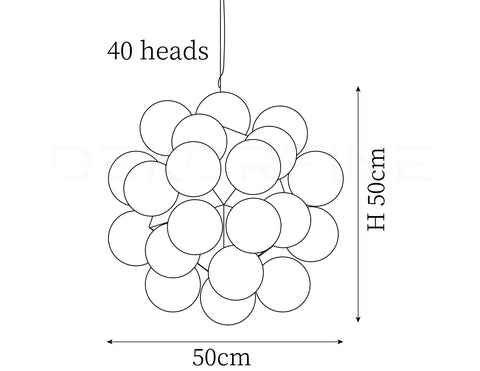 40Heads ∅ 19.7″ x H 19.7″ / Dia 50cm x H 50cm