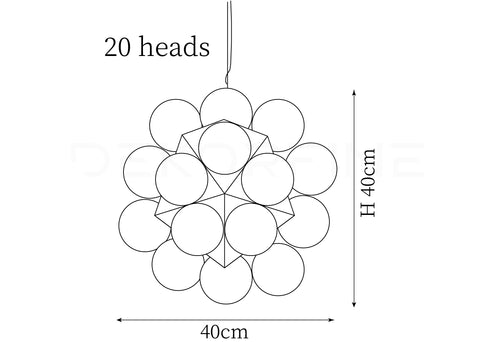20Heads ∅ 15.8″ x H 15.8″ / Dia 40cm x H 40cm