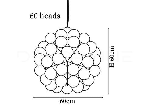 60Heads ∅ 23.6″ x H 23.6″ / Dia 60cm x H 60cm