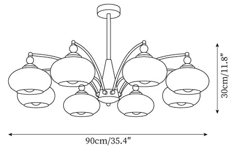 8 têtes L 90cm x H 30cm / L 35.4″ x H 11.8″