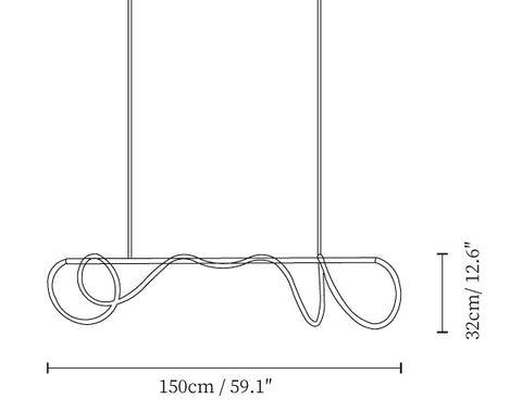 L 150cm x W 2cm x H 32cm / L 59.1″ x W 0.8″ x H 12.6″