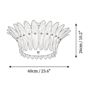 Treviso Rose Glass Flush Mount Ceiling Light — Dimension drawings 2