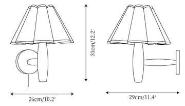 Vintage Fluted Plug In Wall Lamp — Dimension drawings 1