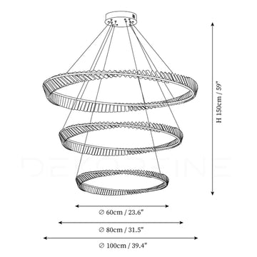 Wave Circle Crystal Chandelier — Dimension drawings 1
