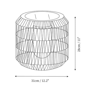 Lampada Lanterna da Esterno in Rattan Intrecciato — Disegni dimensionali 1