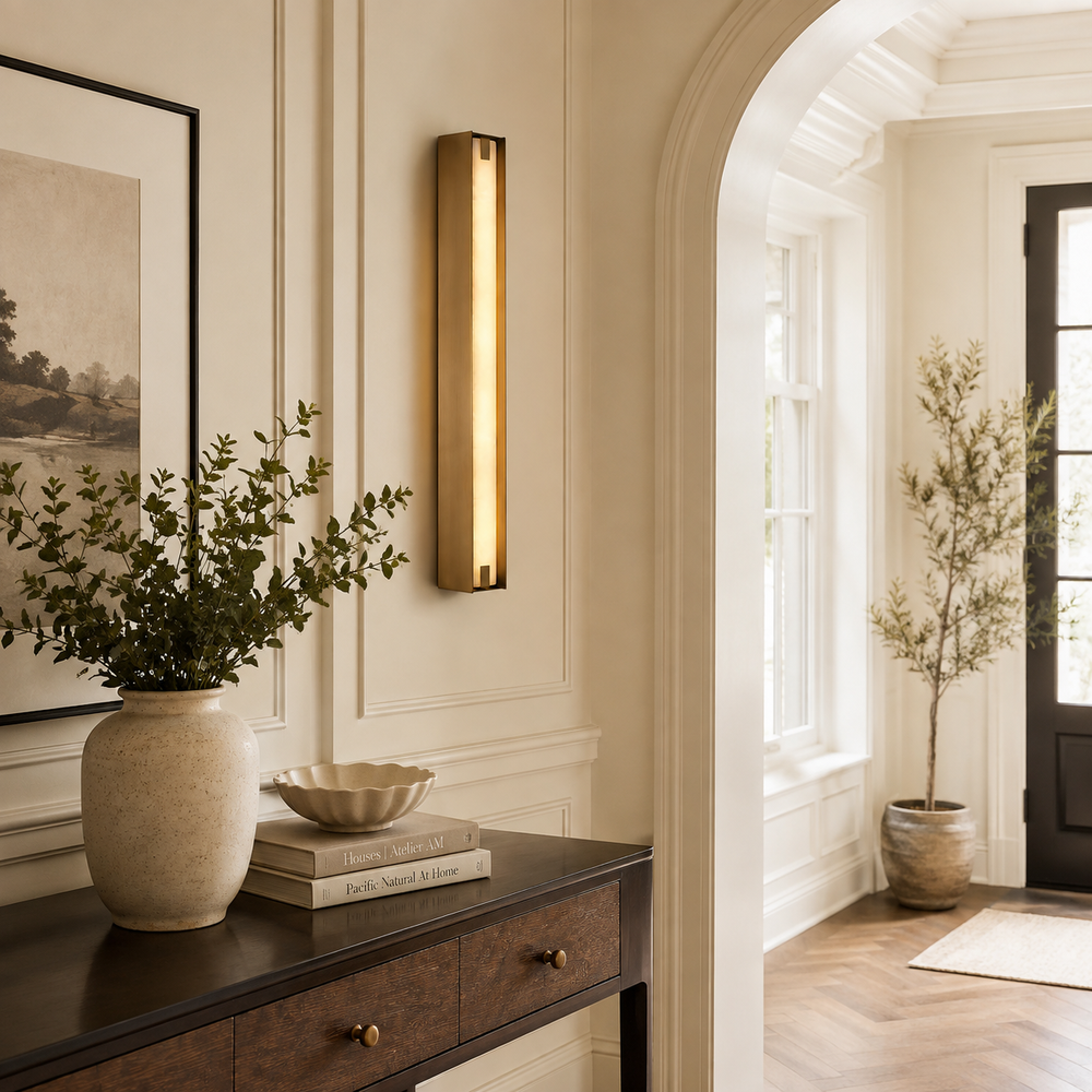 Wythe Linear Alabaster Wall Sconce – detail 2