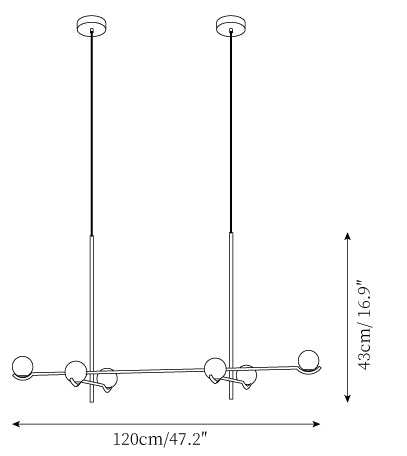 6 heads L 47.2″ x H 16.9″