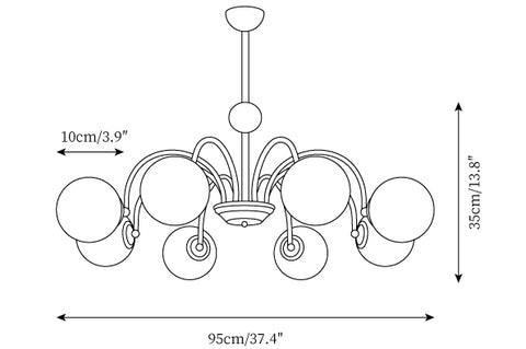 8 bras ∅ 37,4″ x H 13,8″ / Dia 95cm x H 35cm