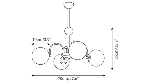 4 bras ∅ 27,6″ x H 13,8″ / Dia 70cm x H 35cm