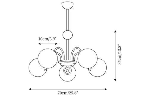 5 bras ∅ 25,6″ x H 13,8″ / Dia 70cm x H 35cm