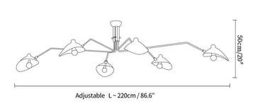 Multi Arm Spider Ceiling Light A — Dimension drawings 2