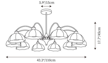 Frosted Glass Bell Chandelier — Dimensioentekeningen 4