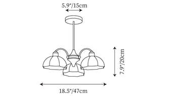 Frosted Glass Bell Chandelier — Dimensioentekeningen 1