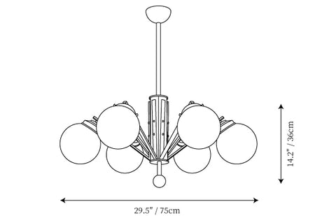 6 têtes L 75cm x H 36cm / L 29,5″ x H 14,2″