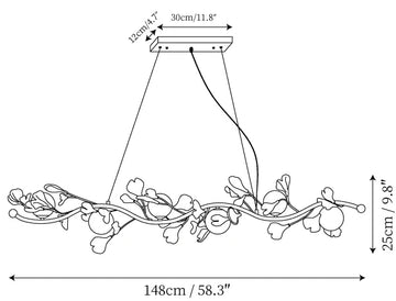 Gingko Glass Chandelier — Dimension drawings 2