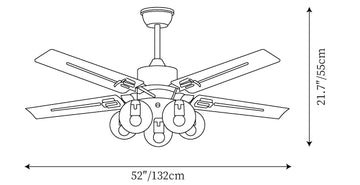 Glass Ball Ceiling Fan Light — Dimension drawings 1