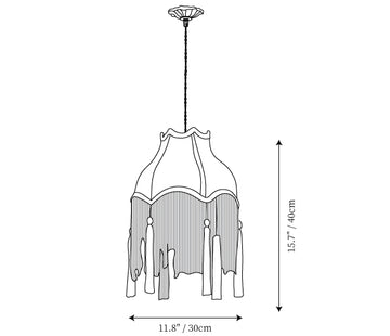 Lampada a Sospensione Kennedy in Tessuto — Disegni dimensionali 1