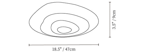 Dia 47cm x H 9cm / ∅ 18.5″ x H 3.5″