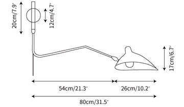 Multi Arm Spider Plug In Wall Lamp — Dimension drawings 2