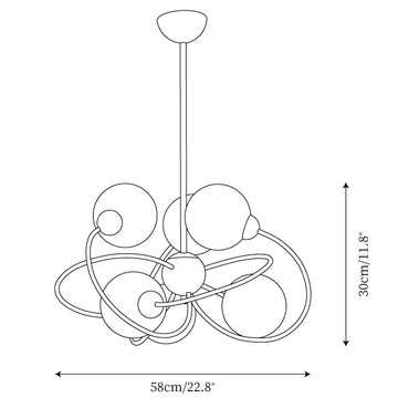Lampadario Sputnik Space Age — Disegni dimensionali 1