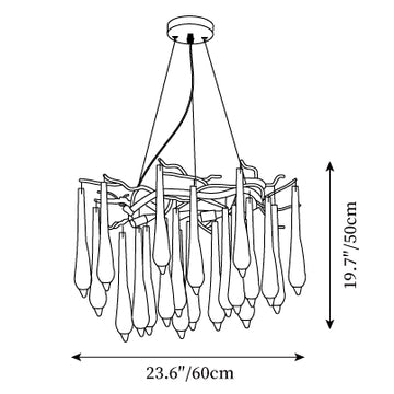 Teardrop Round Crystal Kronleuchter — Maßzeichnungen 1