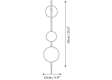 Vertical Globe Plug In Wall Lamp — Dimension drawings 1